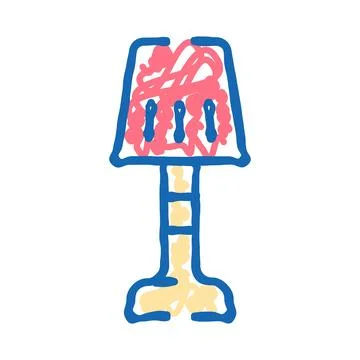 Table lamp electric light object doodle drawing Stock Illustration