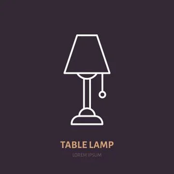 Table lamp flat line icon. Home lighting, light fixture sign. Illustration for Stock Illustration