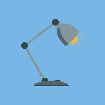 Table lamp in a flat style. Desk lamp icon. Stock Illustration