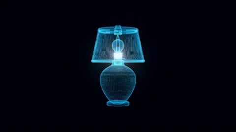 Table Lamp hologram 4k Video stock 148486765