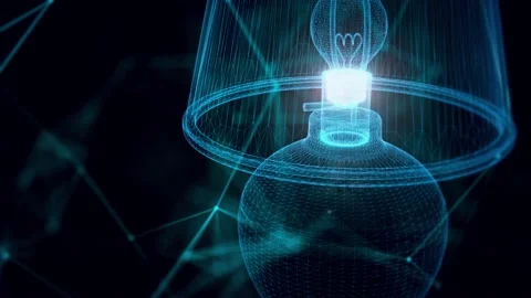 Table Lamp hologram Close up 4k Stock Footage 148487103