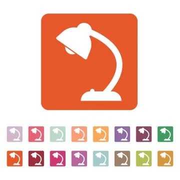 The table lamp icon. Reading-lamp and lighting, illumination, light symbol. Flat Stock Illustration