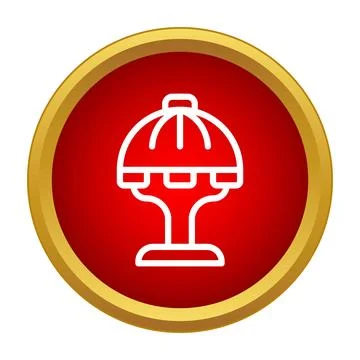 Table lamp icon with red button push Illustrazione stock