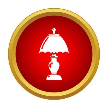 Table lamp icon in red circle button 스톡 일러스트