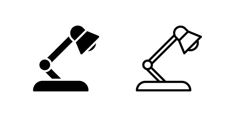 Table lamp icon set for focused lighting and reading spaces Stock Illustration