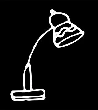 Table lamp icon. simple office modern round-shaped lamps, hand-drawn side view Stock Illustration
