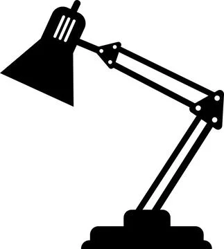 Table lamp icon for work, study, black silhouette. Stock Illustration