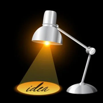 Table lamp illuminating. table lamp idea concept Stock Illustration