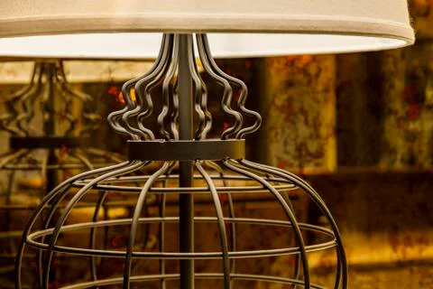 Table lamp in interior closeup. Stock Photos