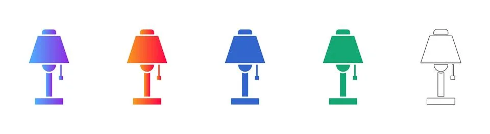 Table Lamp Interior Design Icon Set イラスト素材