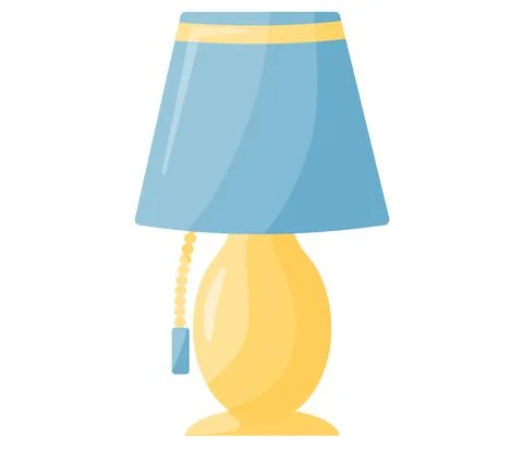 Table lamp interior element isolated on white background. Lighting device in Stock Illustration