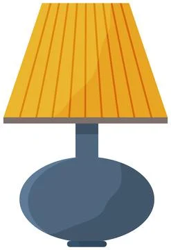 Table lamp isolated on white background. Lighting device with yellow felt top in Stock Illustration