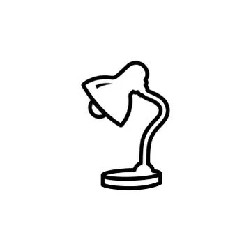 Table Lamp Line Icon In Flat Style Vector For Apps, UI, Websites. Black Icon Stock Illustration