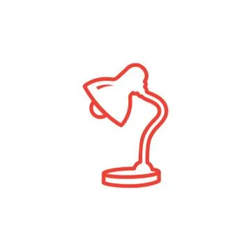 Table Lamp Line Red Icon On White Background. Red Flat Style Vector Illustration Stock Illustration