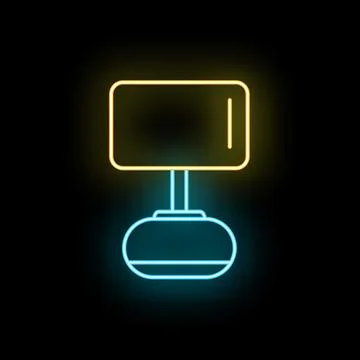 Table lamp neon light glowing in dark illustration Иллюстрация