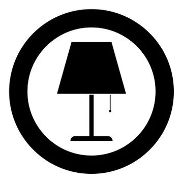 Table lamp Night lamp Clasic lamp icon in circle round black color vector ill Stock Illustration