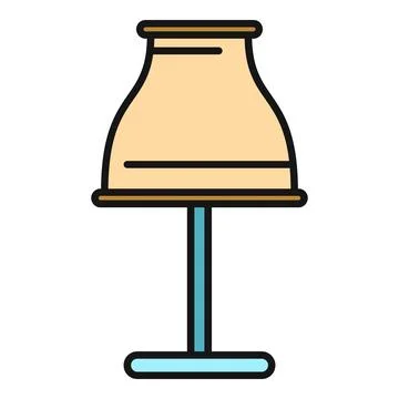 Table lamp providing interior lighting outline icon Иллюстрация