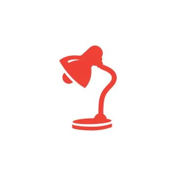 Table Lamp Red Icon On White Background. Red Flat Style Vector Illustration. Stock Illustration