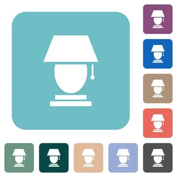 Table lamp rounded square flat icons Stock Illustration