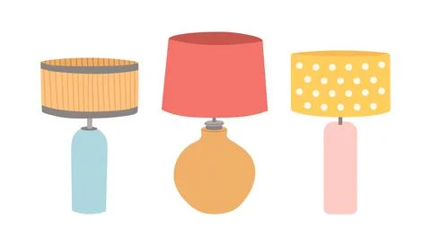 Table lamp set flat design vector illustration Stock Illustration