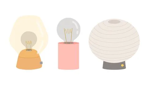 Table lamp set flat design vector illustration Stock Illustration