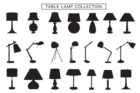 Table lamp silhouettes 스톡 일러스트