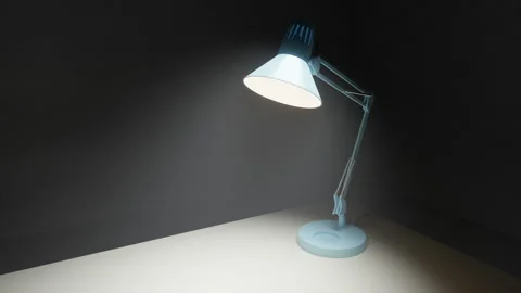A table lamp sits on a table and illuminates a dark room Stock Footage 204041160