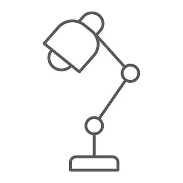 Table lamp thin line icon, office and work Stock Illustration