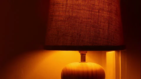 Table Lamp Turned On And Off Closeup Stock Footage 168779154