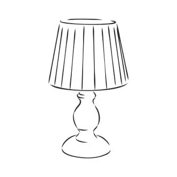 Table lamp vector sketch icon isolated on background. Hand drawn Table lamp i Stock Illustration