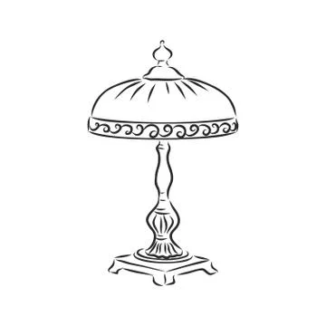 Table lamp vector sketch icon isolated on background. Hand drawn Table lamp i 스톡 일러스트