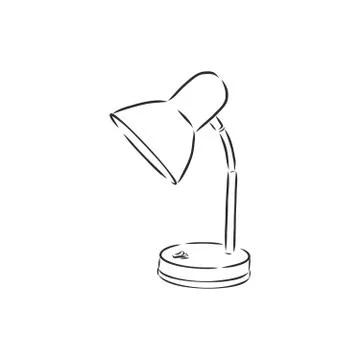 Table lamp vector sketch icon isolated on background. Hand drawn Table lamp i Stock Illustration