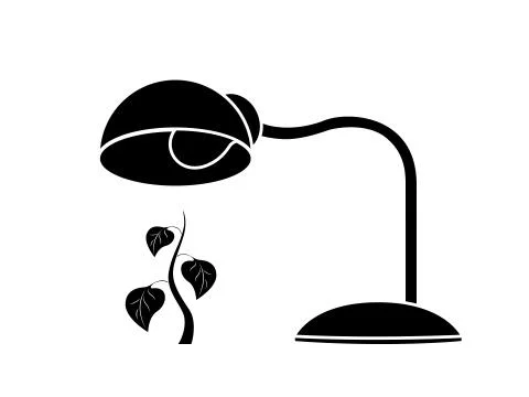 Table lamp warms a plant Illustrazione stock