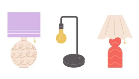 Table lamps isolated on a white background. Modern lamps for home Stock Illustration