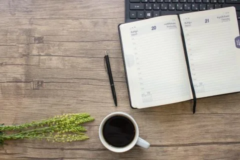 Table with laptop Stock Photos