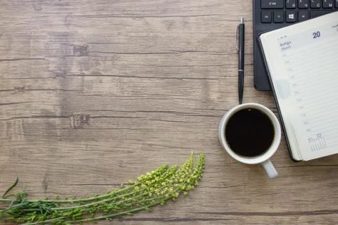 Table with laptop Stock Photos