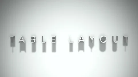 Table layout  3D title animation white text on a white background Stock Footage 299635518