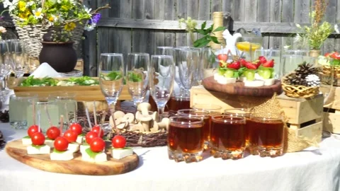 A table with lots of treats Stock Footage 163567619