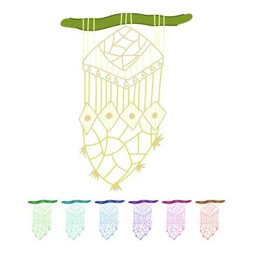Table macrame wall hanging vector cartoon graphic Stockillustratie