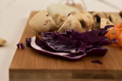 Table with macro vegetables 스톡 사진