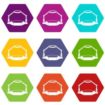 Table magnify icon set color hexahedron Stock Illustration