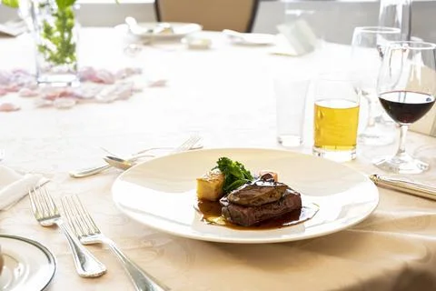 A table with the main course meal Stock Photos
