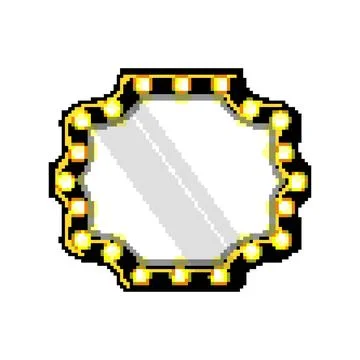 Table makeup mirror frame pixel art vector illustration Stock Illustration