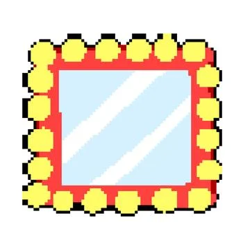 Table makeup mirror frame pixel art vector illustration Stock Illustration