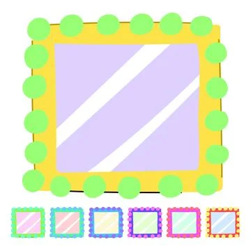 Table makeup mirror frame vector cartoon graphic Illustrazione stock