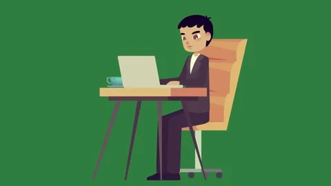 Table on man sitting at desk laptop Stock Footage 337035287