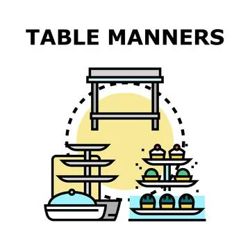 Table manners and etiquette concept for dining Stock Illustration