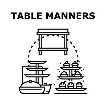 Table manners and etiquette concept for dining Ilustración de archivo