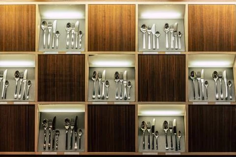 Table manners etiquette background texture of cutlery Fotos de archivo
