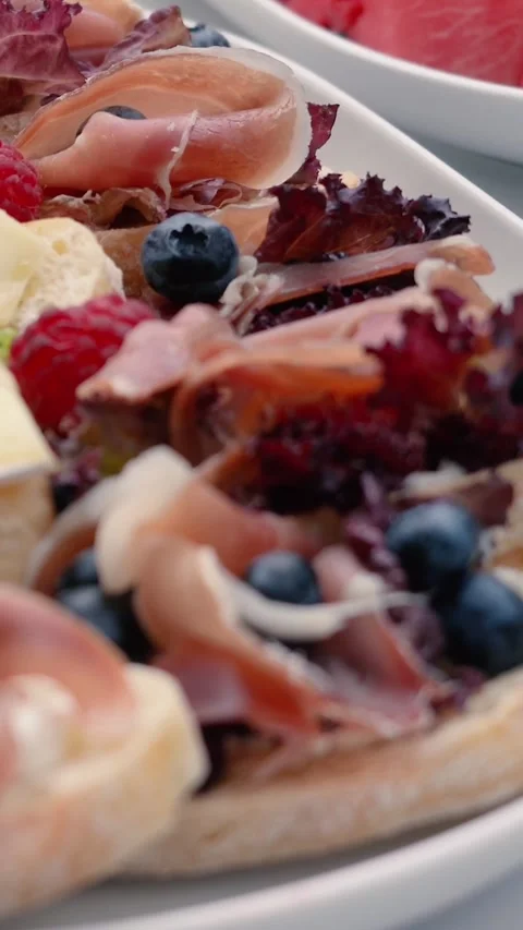 Table of the many delicious dishes on the festive table, close-up Stock Footage 321930331